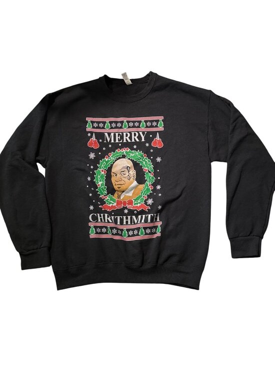 Jerzees Other - Mike Tyson Merry Chrithmith Black Christmas Sweatshirt Large